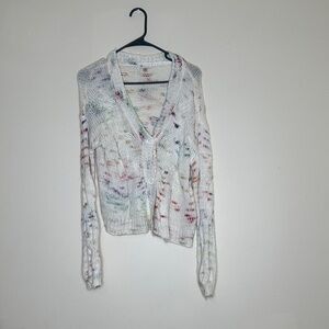 Versona White Multicolor Knit Cardigan
